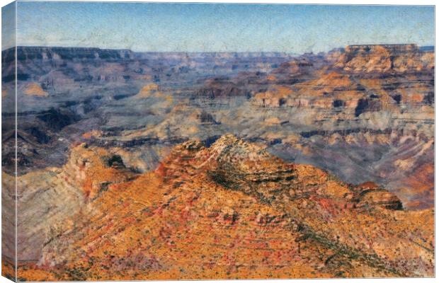 Digital painting of a scenic Grand Canyon during late summer sea Canvas Print by Thomas Baker