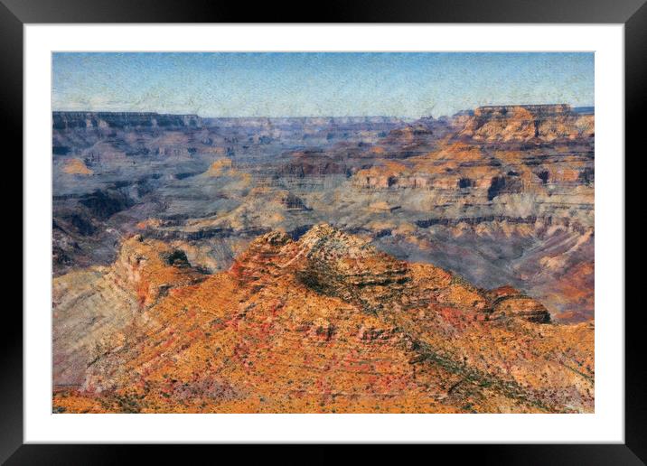 Digital painting of a scenic Grand Canyon during late summer sea Framed Mounted Print by Thomas Baker