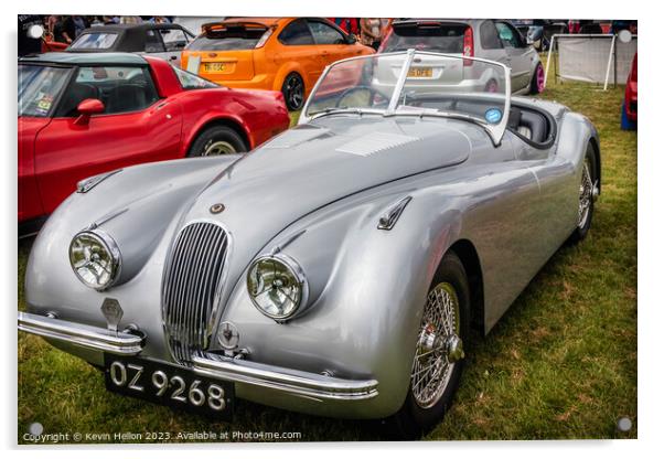 Jaguar XK120 convertible sports car Acrylic by Kevin Hellon