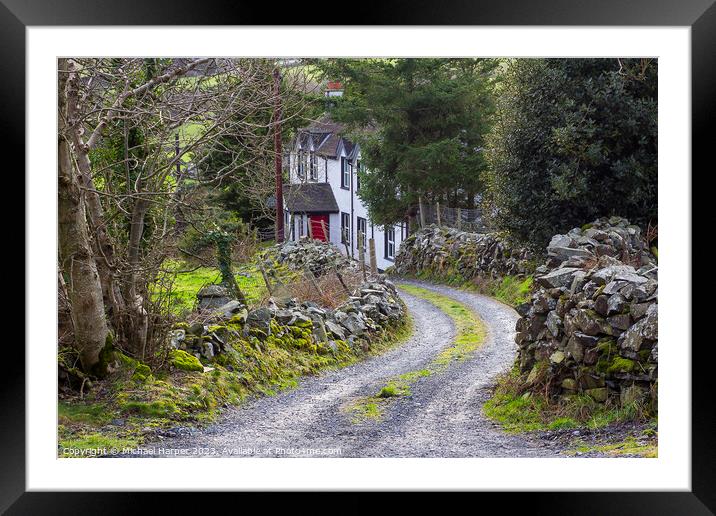 A Large dwelling house located in a narrow country lane in  The  Framed Mounted Print by Michael Harper