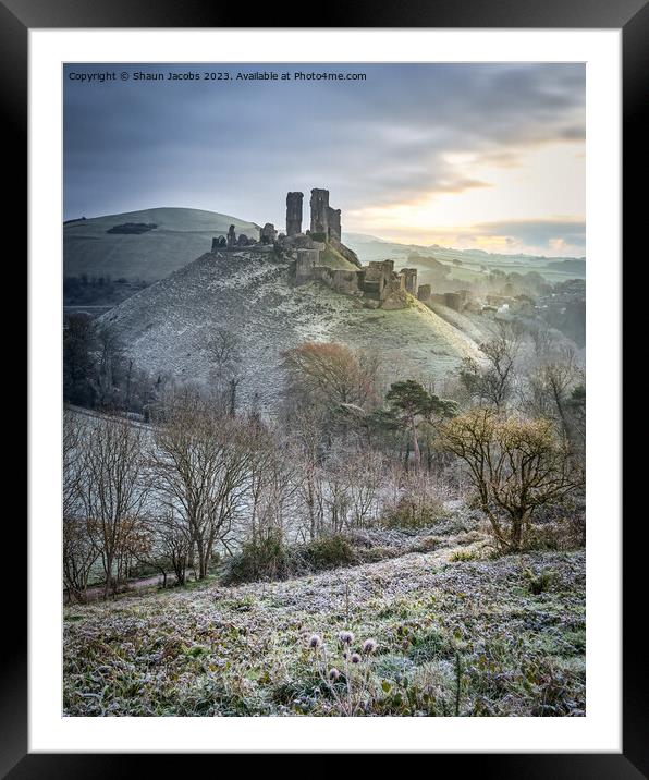 Corfe Castle Winters Morning  Framed Mounted Print by Shaun Jacobs