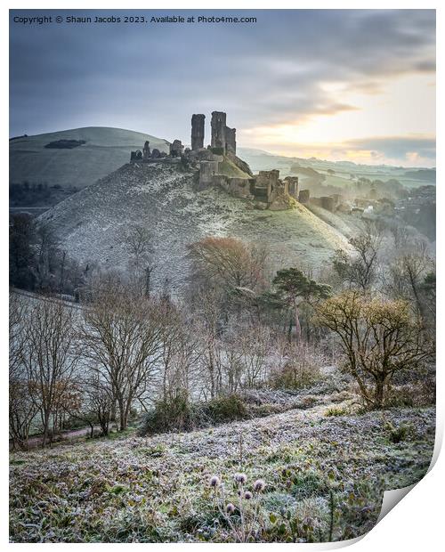 Corfe Castle Winters Morning  Print by Shaun Jacobs