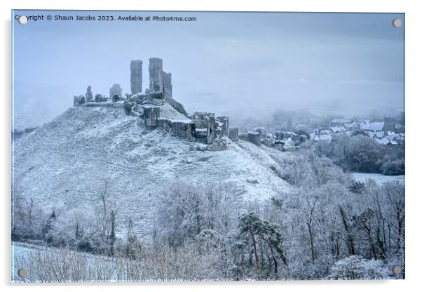 Corfe Castle Frozen in time  Acrylic by Shaun Jacobs