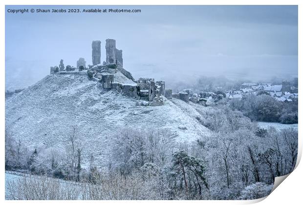 Corfe Castle Frozen in time  Print by Shaun Jacobs