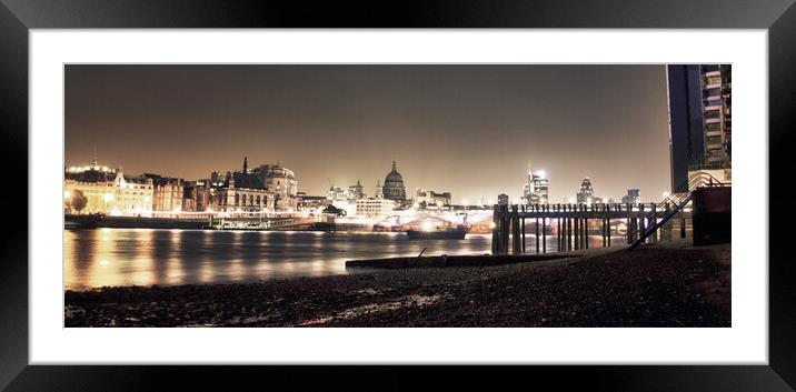London Skyline - Cityscape - Southbank and St Paul Framed Mounted Print by Henry Clayton