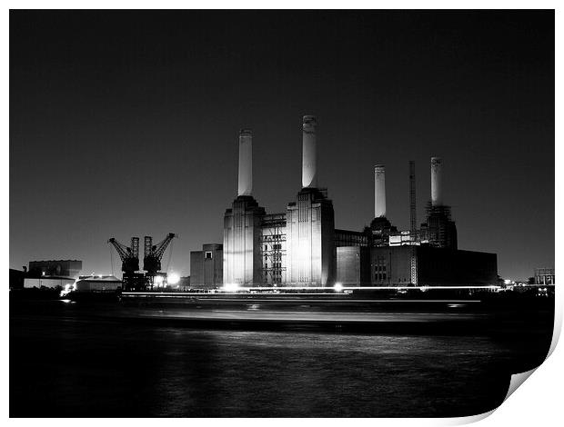 Battersea Power Station at Night - London Cityscapes  Print by Henry Clayton