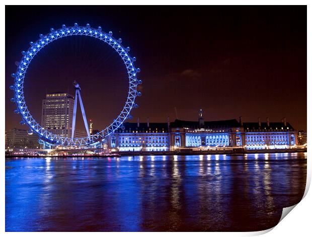 London Eye at Night - Cityscapes Photography Print by Henry Clayton