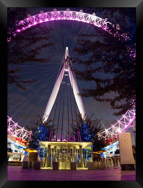 London Eye at Night - Cityscapes Photography Framed Print by Henry Clayton
