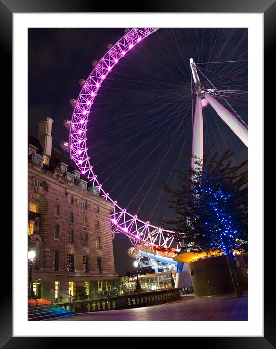 London Eye at Night - Cityscapes Photography Framed Mounted Print by Henry Clayton