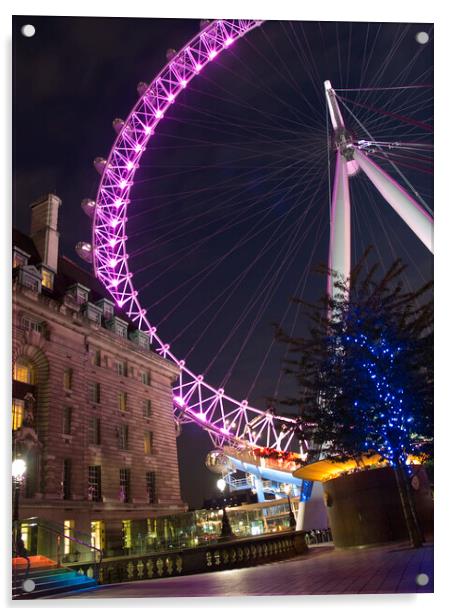 London Eye at Night - Cityscapes Photography Acrylic by Henry Clayton