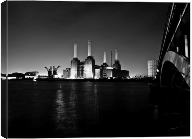 Battersea Power Station at Night - London Cityscapes  Canvas Print by Henry Clayton