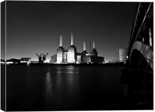 Battersea Power Station at Night - London Cityscapes  Canvas Print by Henry Clayton