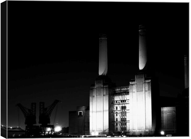 Battersea Power Station at Night - London Cityscapes  Canvas Print by Henry Clayton