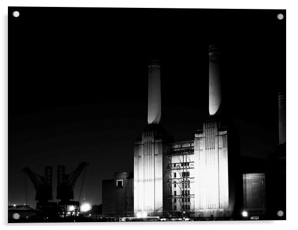 Battersea Power Station at Night - London Cityscapes  Acrylic by Henry Clayton