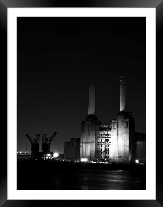 Battersea Power Station at Night - London Cityscapes  Framed Mounted Print by Henry Clayton