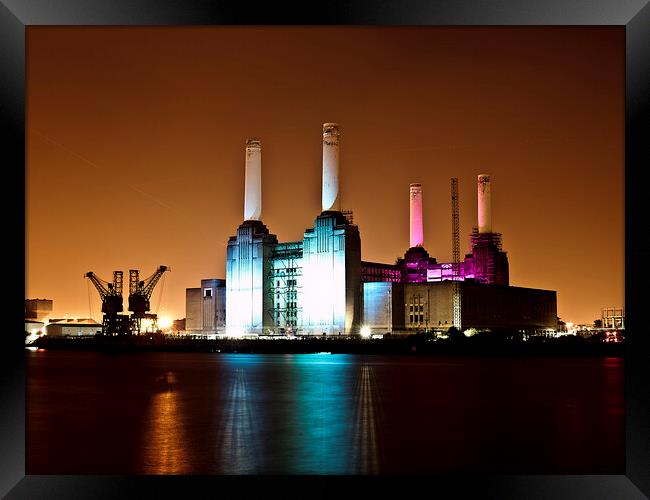 Battersea Power Station at Night - London Cityscapes  Framed Print by Henry Clayton