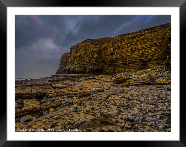 Dunraven Bay Cliffs  Framed Mounted Print by Jane Metters