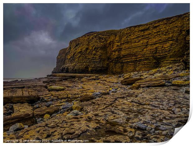 Dunraven Bay Cliffs  Print by Jane Metters