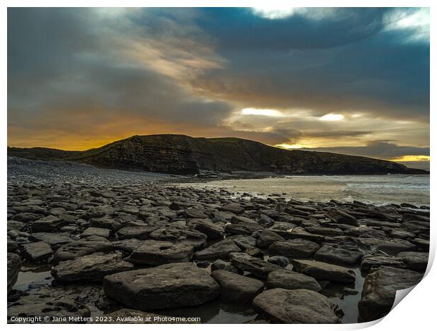 Dunraven Bay Print by Jane Metters