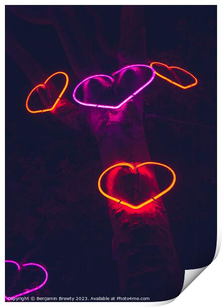 Neon Hearts  Print by Benjamin Brewty