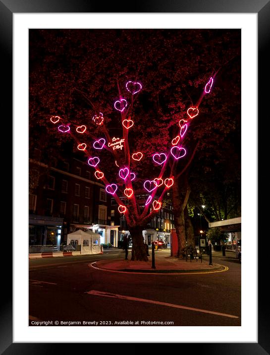 Neon Hearts  Framed Mounted Print by Benjamin Brewty