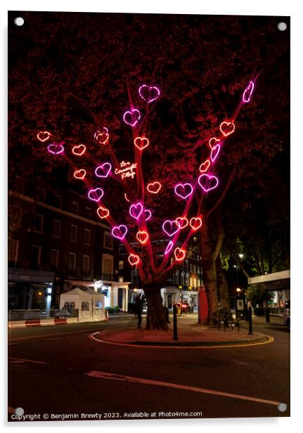 Neon Hearts  Acrylic by Benjamin Brewty
