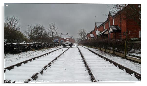 Snow down the Tracks Acrylic by GJS Photography Artist