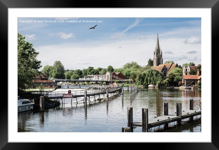 Red Kite over River Thames at Marlow Lock Framed Mounted Print by Pearl Bucknall