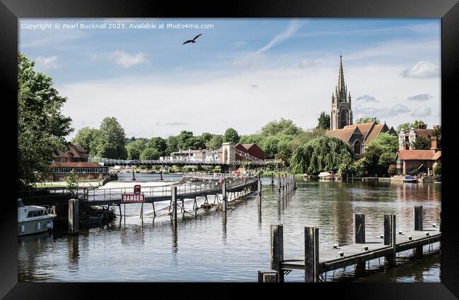 Red Kite over River Thames at Marlow Lock Framed Print by Pearl Bucknall