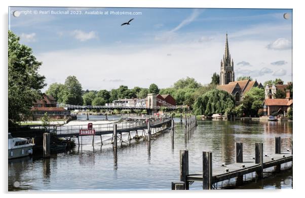 Red Kite over River Thames at Marlow Lock Acrylic by Pearl Bucknall