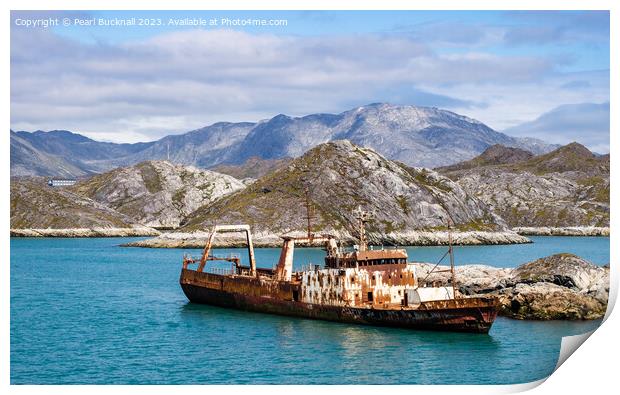 Ship Wreck Greenland Coast Print by Pearl Bucknall