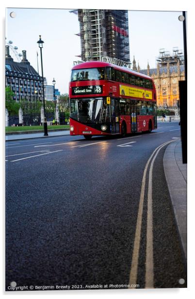 London Bus  Acrylic by Benjamin Brewty