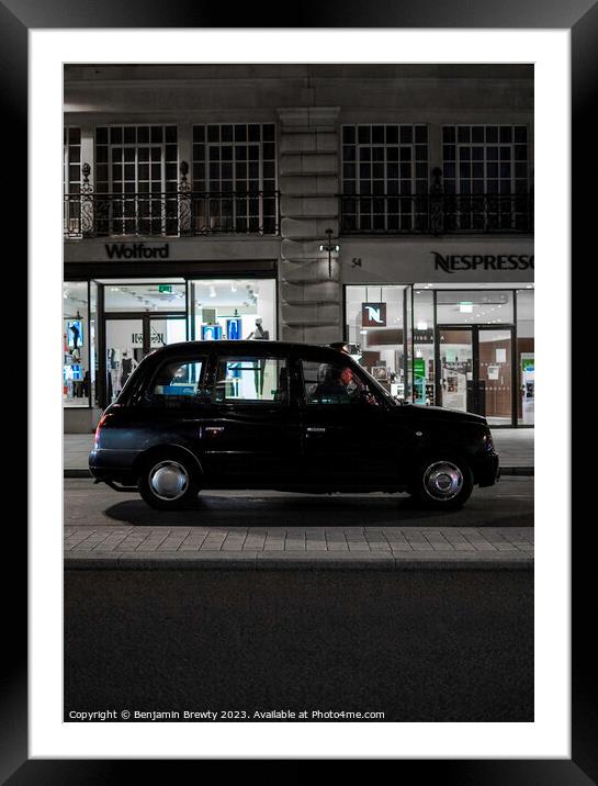 London Taxi Framed Mounted Print by Benjamin Brewty