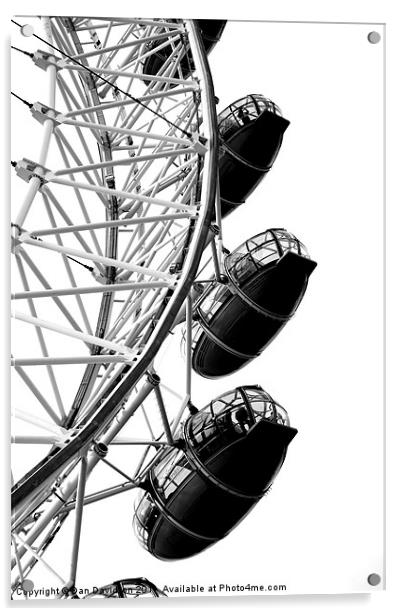 London Eye black and white Acrylic by Dan Davidson