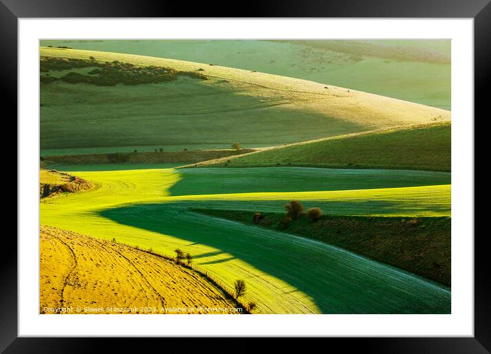 Winted Downs Framed Mounted Print by Slawek Staszczuk