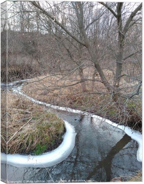 Winding Winter Creek (3A) Canvas Print by Philip Lehman