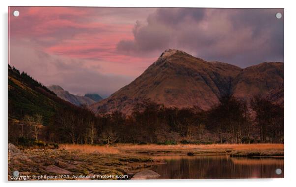 Sunset in Glen Etive  Acrylic by phil pace