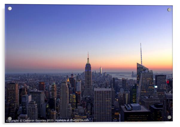 30 Rockefeller Plaza Sunset Acrylic by Cameron Gormley