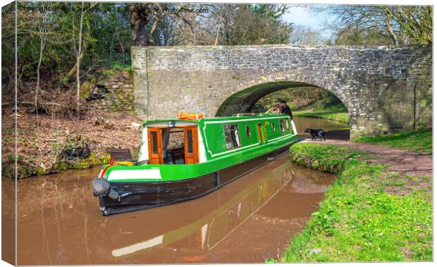  A Narrowboat on the Brecon Monmouth Canal South Wales Canvas Print by Nick Jenkins