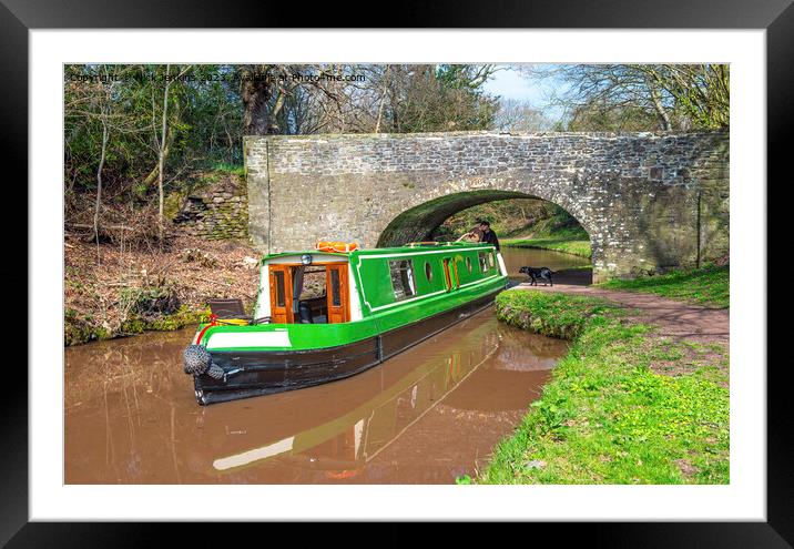  A Narrowboat on the Brecon Monmouth Canal South Wales Framed Mounted Print by Nick Jenkins