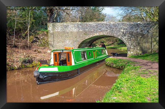  A Narrowboat on the Brecon Monmouth Canal South Wales Framed Print by Nick Jenkins