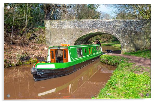  A Narrowboat on the Brecon Monmouth Canal South Wales Acrylic by Nick Jenkins