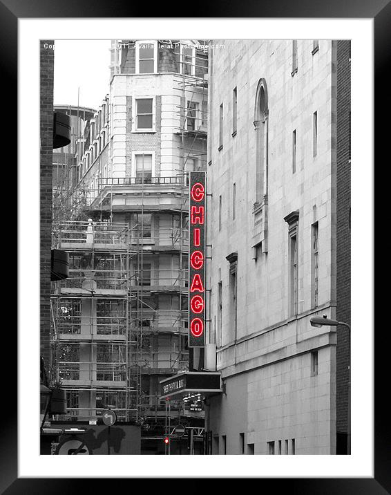 Chicago in Neon Framed Mounted Print by Liz Ward
