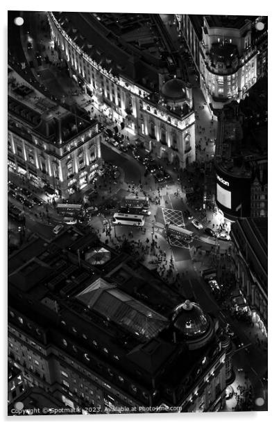Aerial illuminated view London Piccadilly Circus Acrylic by Spotmatik 