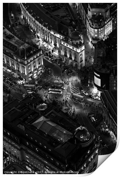 Aerial illuminated view London Piccadilly Circus Print by Spotmatik 