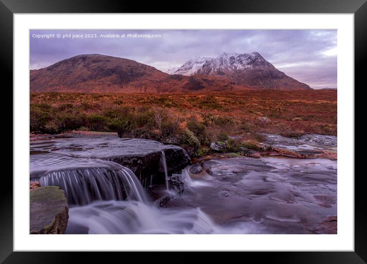 Waterfalls at Kingshouse Framed Mounted Print by phil pace