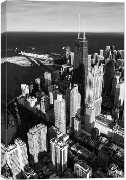 Aerial Chicago Illinois Hancock Building Navy Pier Canvas Print by Spotmatik 