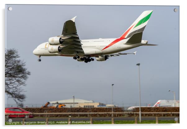 Emirates A380 Acrylic by Benjamin Brewty
