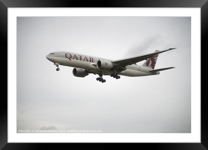Qatar Airways  Framed Mounted Print by Benjamin Brewty