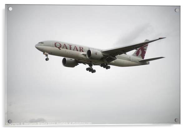 Qatar Airways  Acrylic by Benjamin Brewty